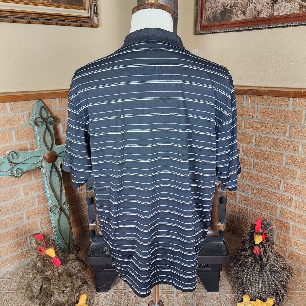 PGA Tour Black and White Striped Polo Shirt Size XL - Picture 3 of 5